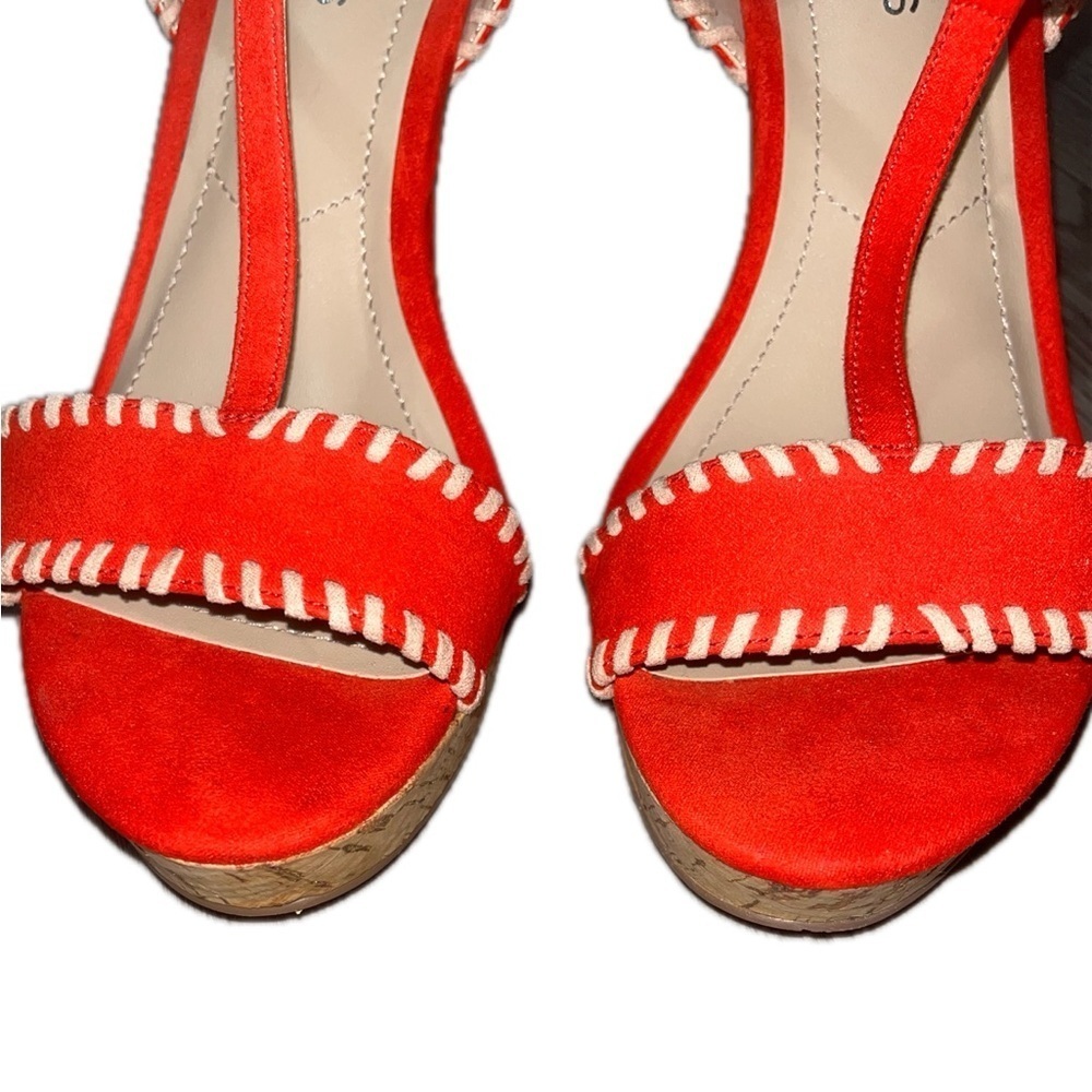 Charles by Charles David Red Wedge Sandals - Picture 3 of 12